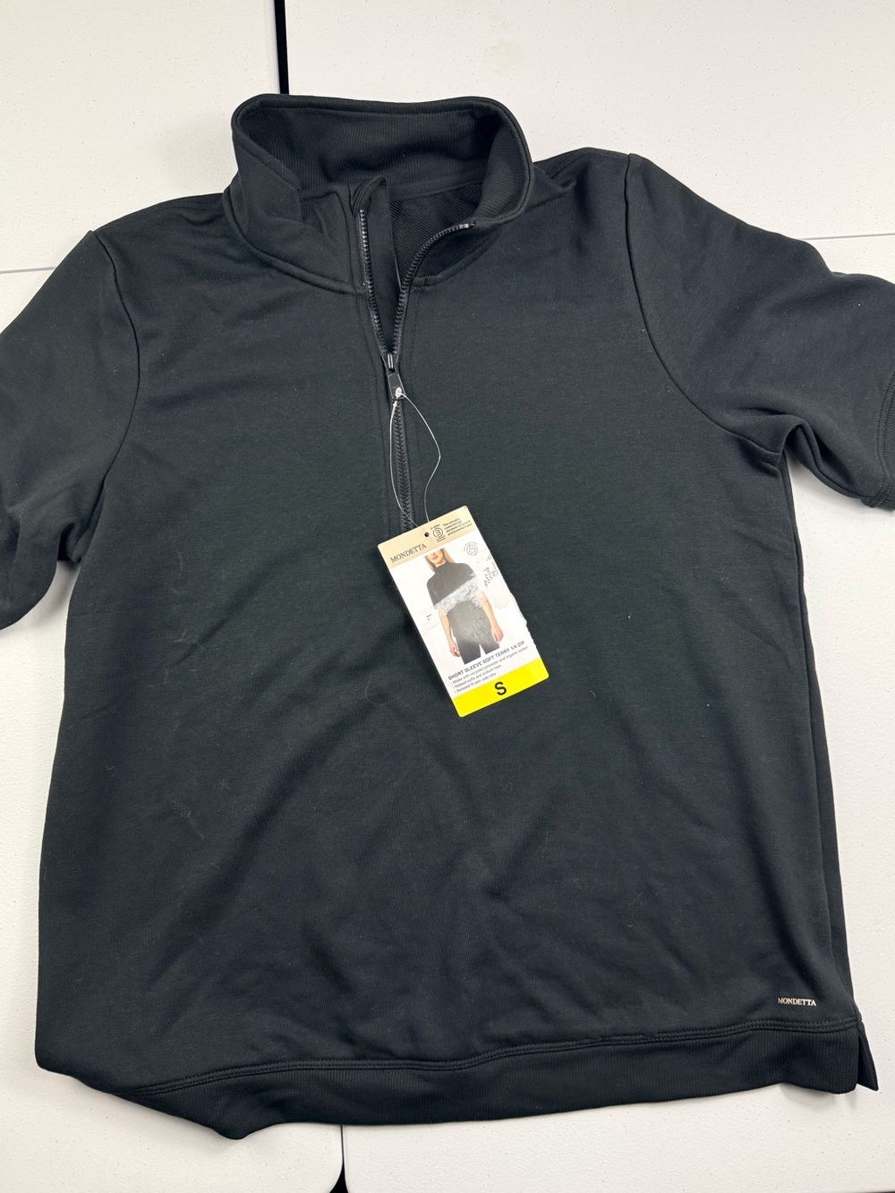 Mondetta women’s short sleeve soft terry 1/4 zip New